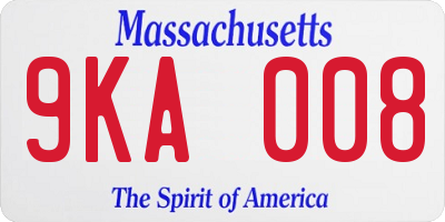MA license plate 9KA008