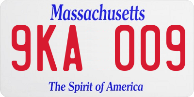 MA license plate 9KA009