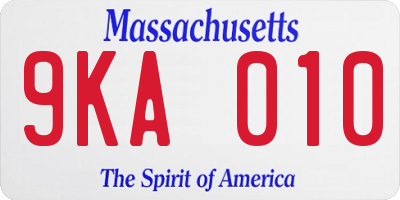 MA license plate 9KA010