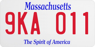 MA license plate 9KA011