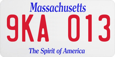 MA license plate 9KA013