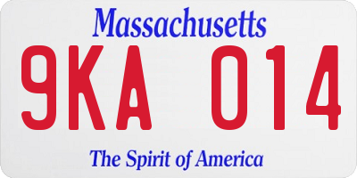 MA license plate 9KA014