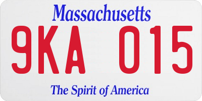 MA license plate 9KA015