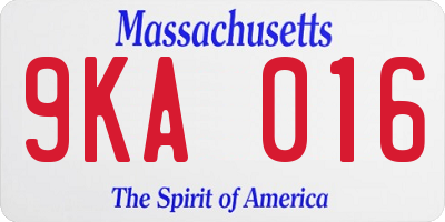 MA license plate 9KA016