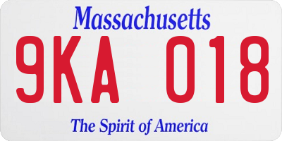 MA license plate 9KA018