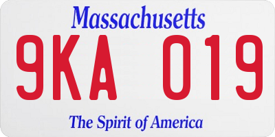 MA license plate 9KA019