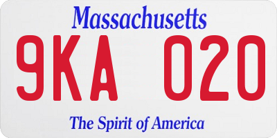 MA license plate 9KA020