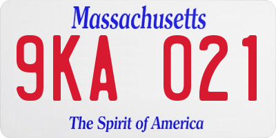 MA license plate 9KA021