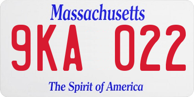 MA license plate 9KA022
