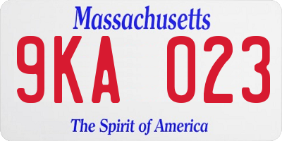 MA license plate 9KA023