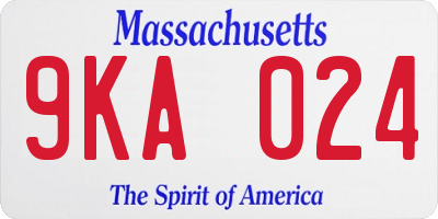 MA license plate 9KA024