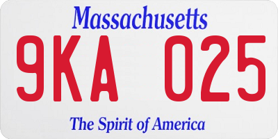 MA license plate 9KA025