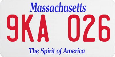 MA license plate 9KA026