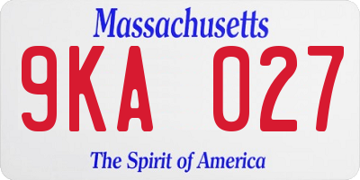 MA license plate 9KA027