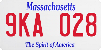 MA license plate 9KA028