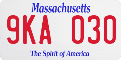 MA license plate 9KA030