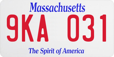 MA license plate 9KA031