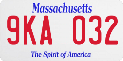 MA license plate 9KA032