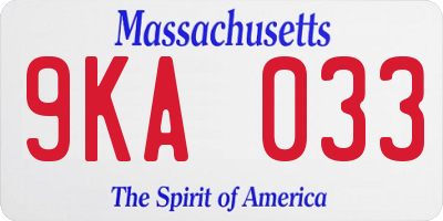 MA license plate 9KA033