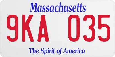 MA license plate 9KA035