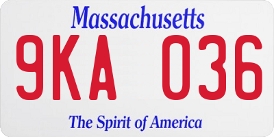 MA license plate 9KA036