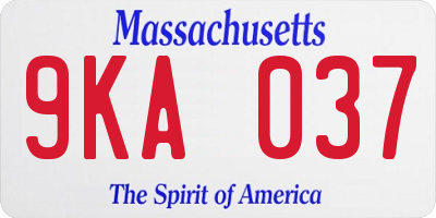 MA license plate 9KA037