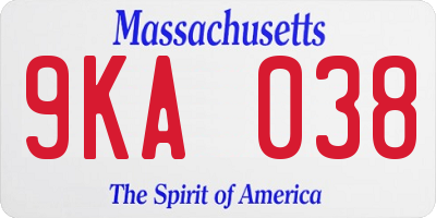 MA license plate 9KA038