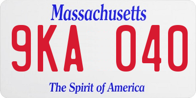 MA license plate 9KA040