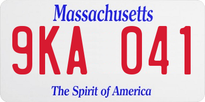 MA license plate 9KA041