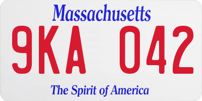 MA license plate 9KA042