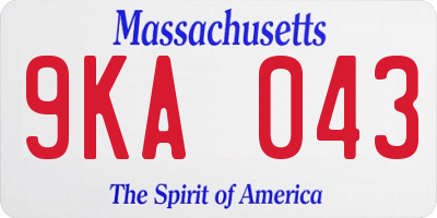 MA license plate 9KA043