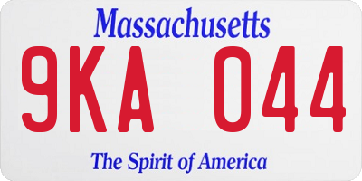 MA license plate 9KA044