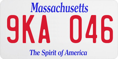 MA license plate 9KA046