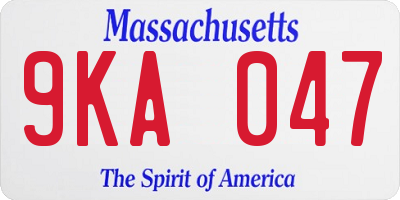 MA license plate 9KA047