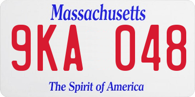 MA license plate 9KA048