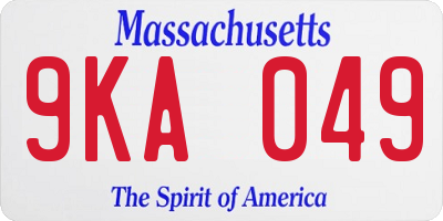 MA license plate 9KA049