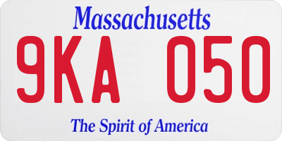 MA license plate 9KA050