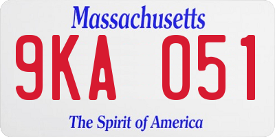 MA license plate 9KA051
