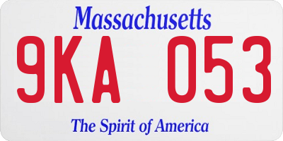 MA license plate 9KA053