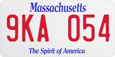 MA license plate 9KA054