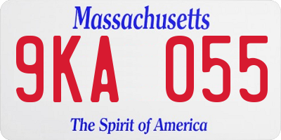 MA license plate 9KA055