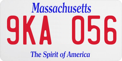 MA license plate 9KA056
