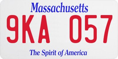 MA license plate 9KA057