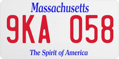 MA license plate 9KA058