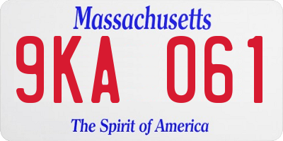 MA license plate 9KA061