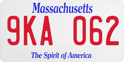 MA license plate 9KA062