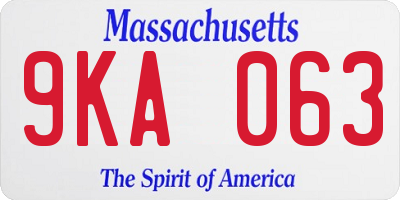 MA license plate 9KA063