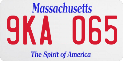 MA license plate 9KA065