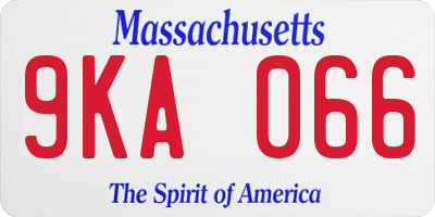 MA license plate 9KA066