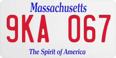 MA license plate 9KA067